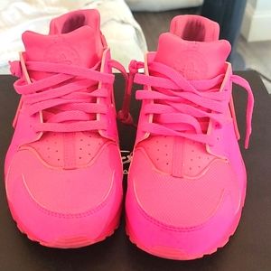 Hot pink nike huarache sneakers